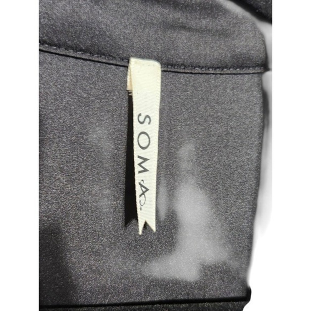 Soma 2X Black Satin Button Front Nightgown Sleep Shirt Rhinestone Button Detail - Picture 7 of 7